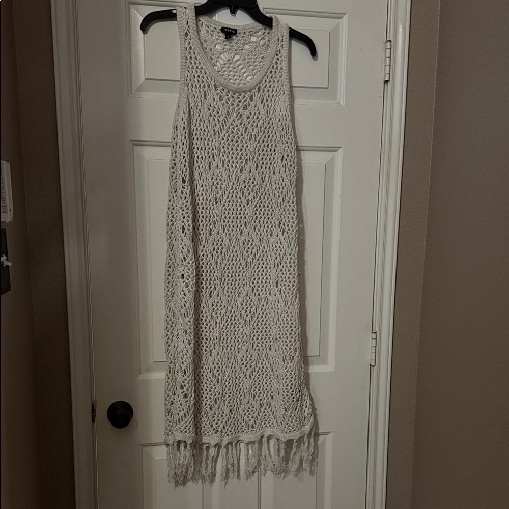 Torrid Cream Crochet Swim Coverup